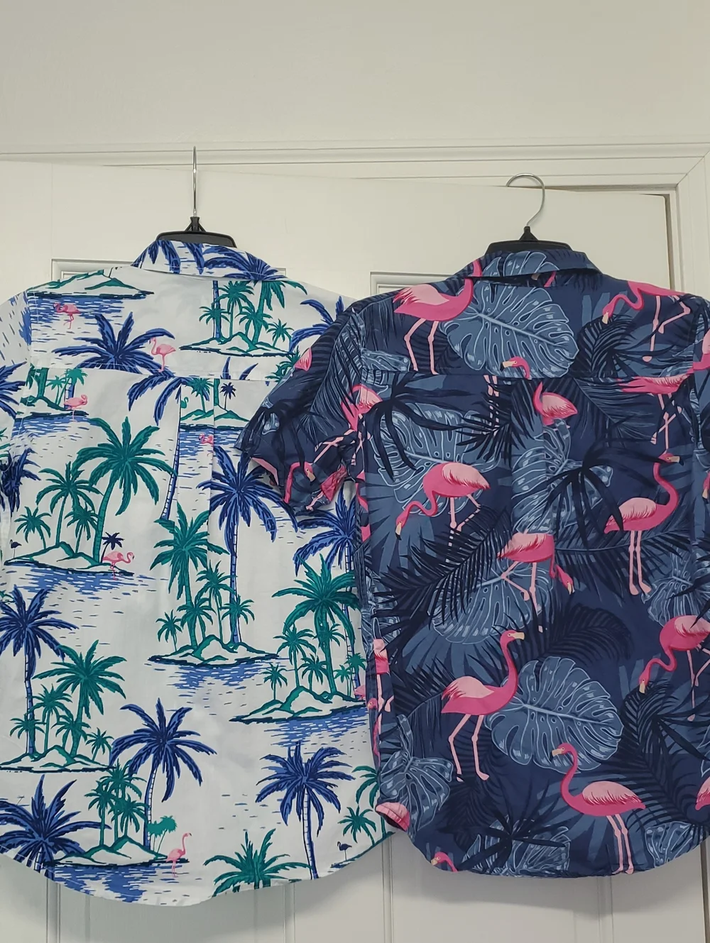 (2) The Children's Place Boys' Tropical Flamingo Short-Sleeve Shirt - Navy Pink